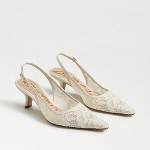 New Sam Edelman Bianka Sling Back Mesh Heel Ivory off white wedding bride lace